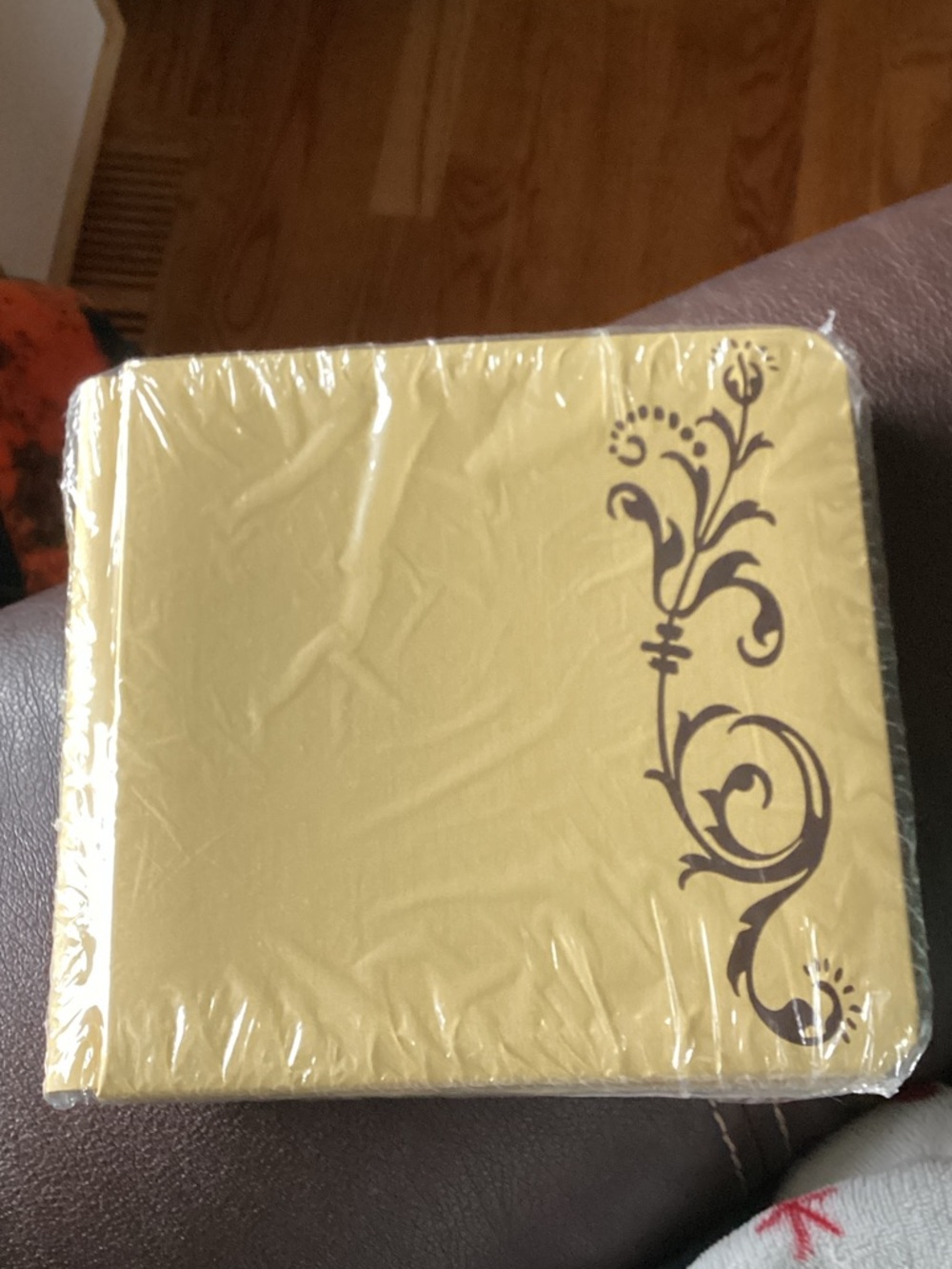 Creative Memories 7 x 7 Yellow Album with Brown Scroll Design